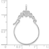 De-Ani Sterling Silver Rhodium-plated Polished Heart with Scroll Charm Holder